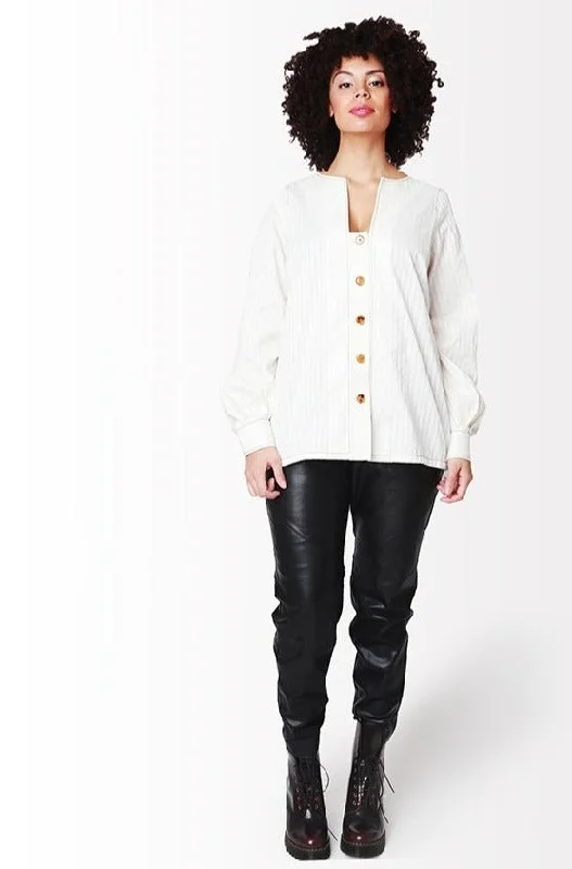 Emme Shadow Stripe Shirt // Cream