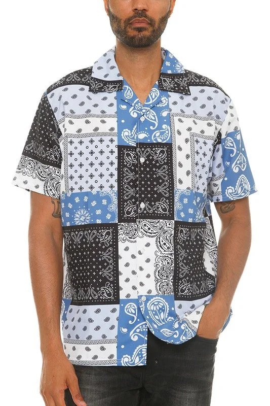 Weiv Mens Collared Print Button Down