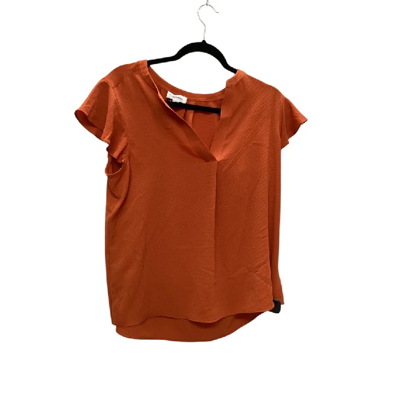 Top Short Sleeve Basic By Calvin Klein In Orange, Size: L