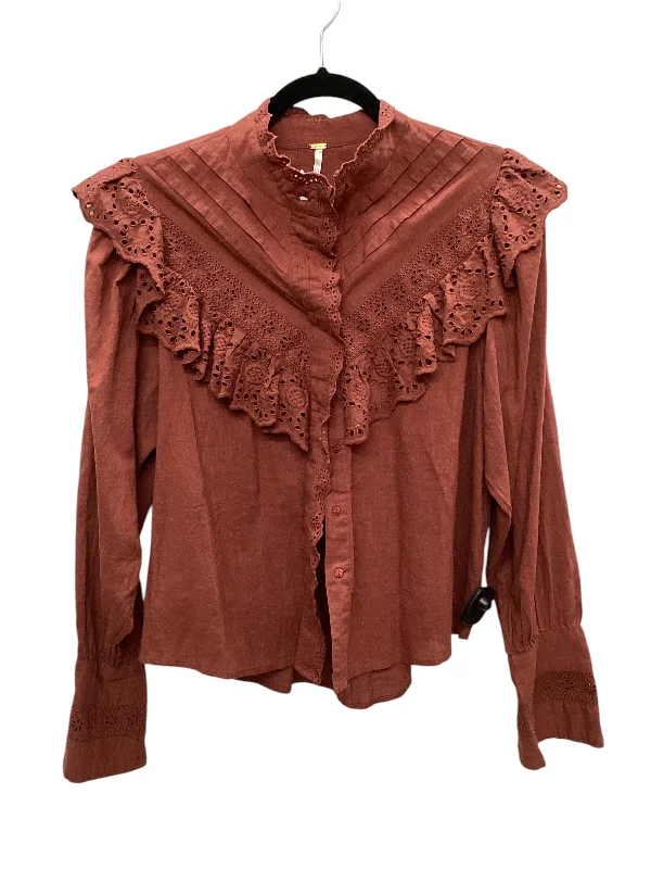 Top Long Sleeve By Free People In Red, Size: S