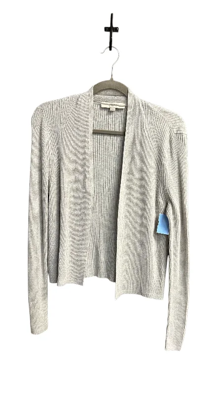 Sweater Cardigan By Loft In Grey, Size: L