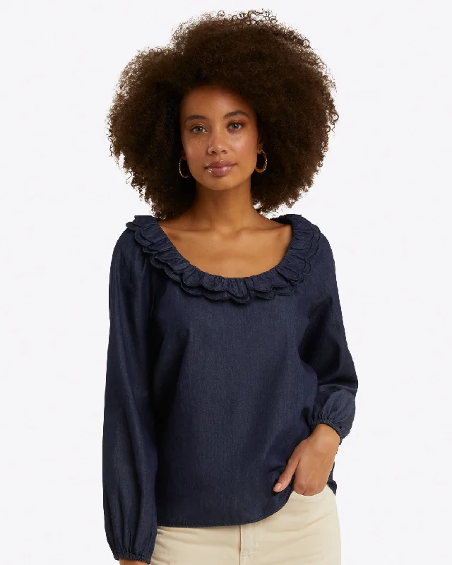 Reyna Long-Sleeve Top in Chambray