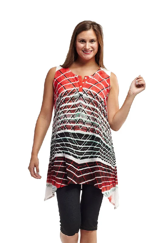 Abstract Printed Sleeveless A-Line Top