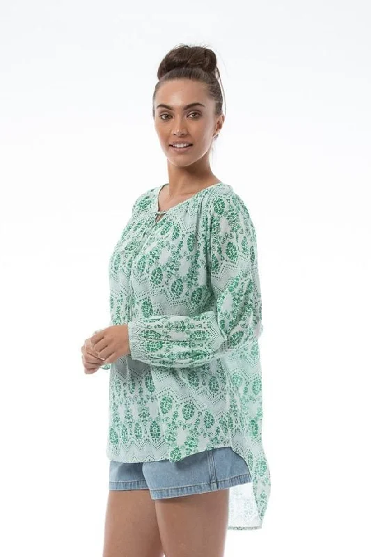 Women Top - Green print CELESTE kaja