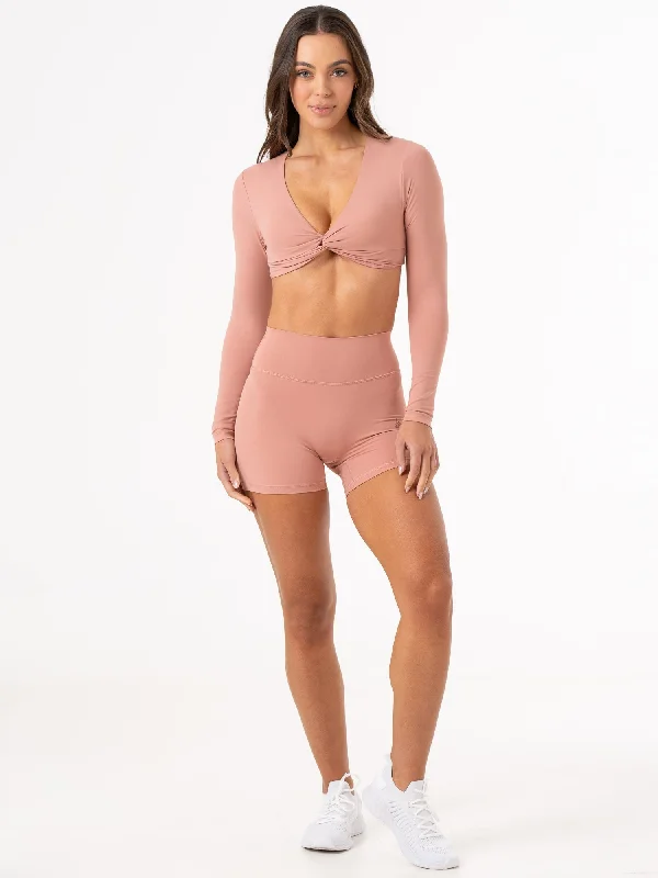 NKD Knot Long Sleeve Top - Dusty Pink