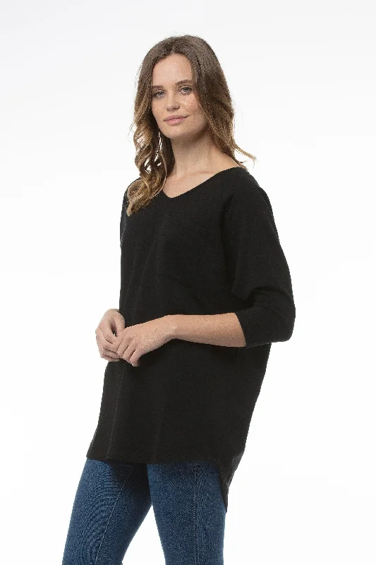 Knit Cotton Top | MAISIE Top - Black