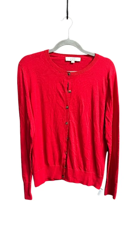 Sweater Cardigan By Loft In Red, Size: L