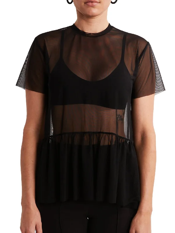 Sheer Mesh Peplum Top