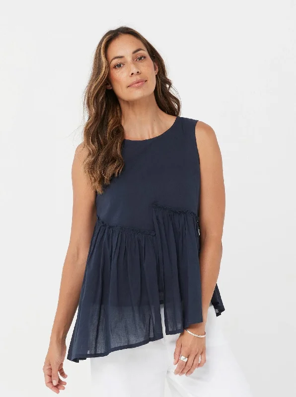 Zada Top - Navy/Cotton