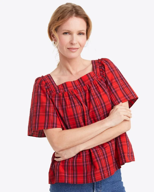 Maren Bow Back Top in Elle Plaid