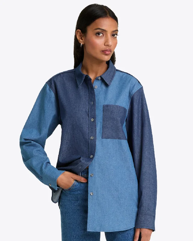 Lynn Long Sleeve Top in Chambray