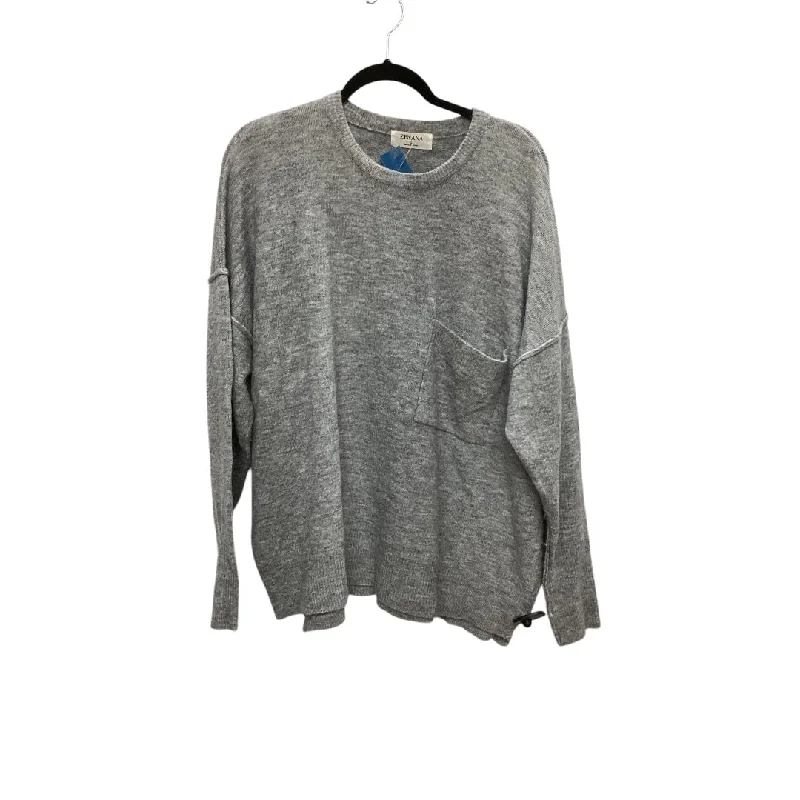 Top Long Sleeve By Zenana Outfitters In Grey, Size: L