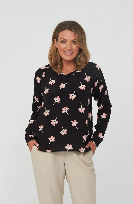 MIKA Top in Black Floral Print