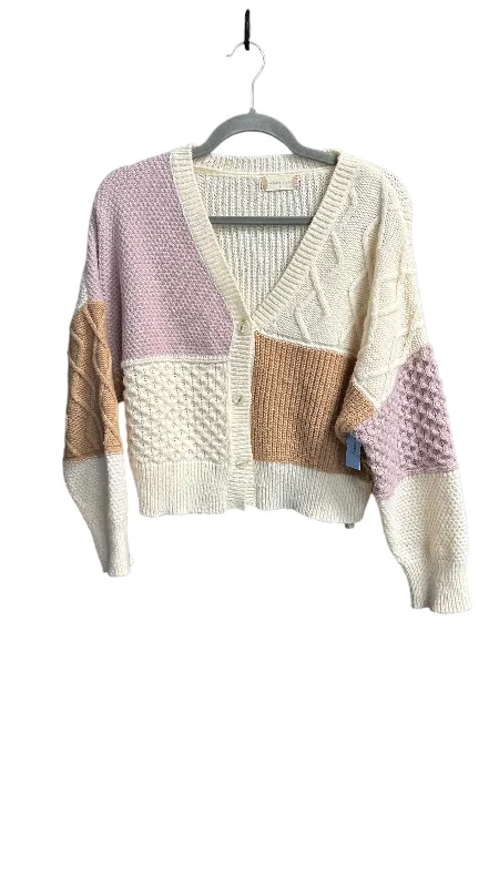 Sweater Cardigan By Altard State In Cream & Pink, Size: S