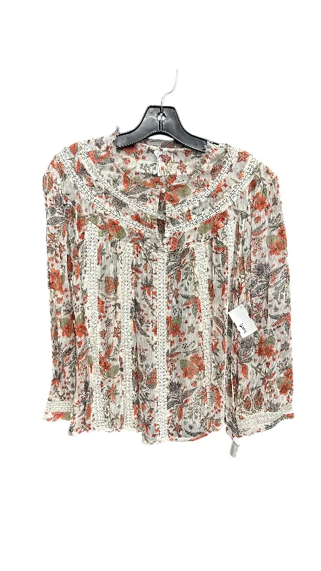 Top Long Sleeve By Anthropologie In Floral Print, Size: Xl