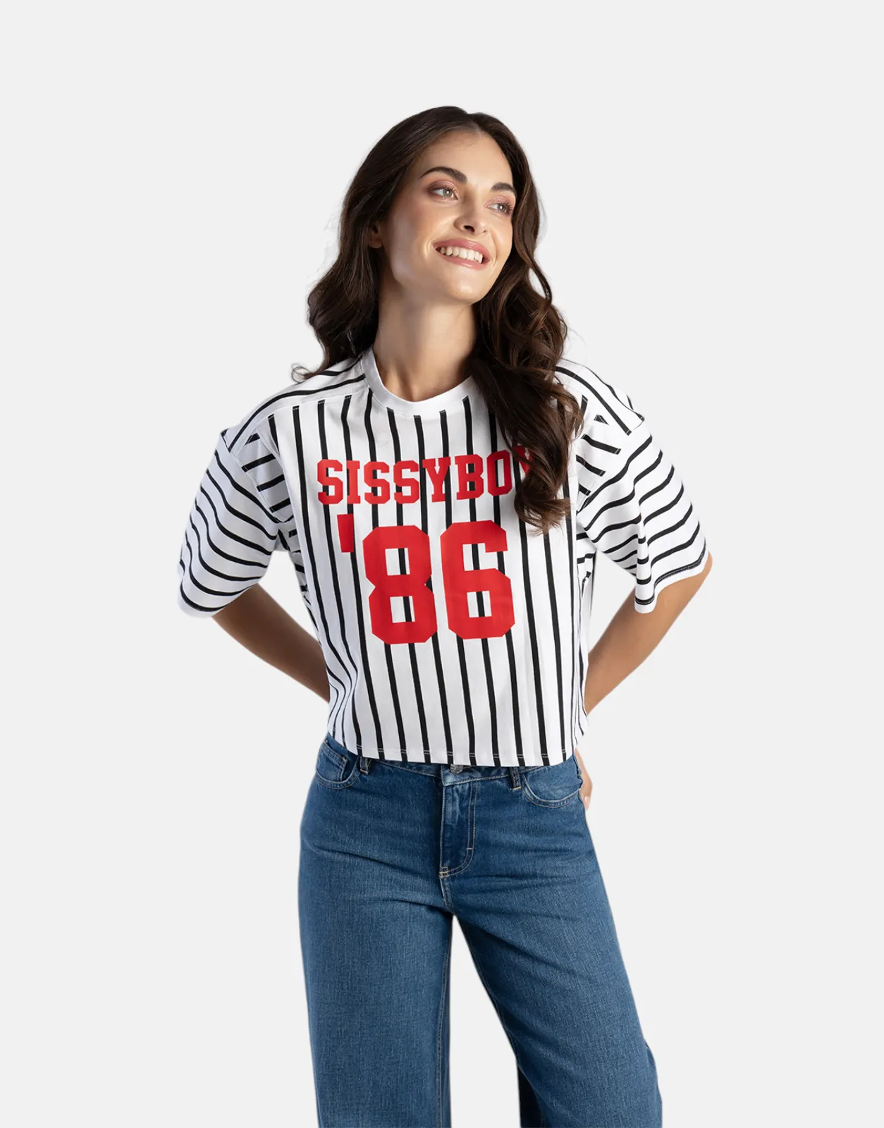 Sissy Boy Stripe Boxy Oversized Black/White T-Shirt