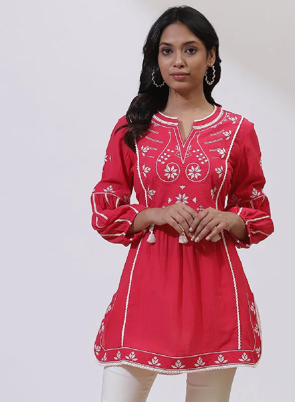 Fuschia Alora Collection Embroidered Tunic