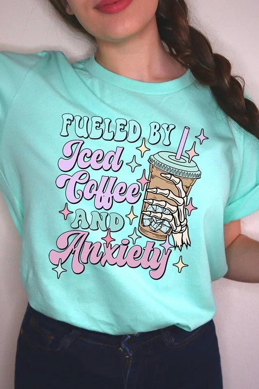 Iced Coffee Anxiety Skeleton Graphic T Shirts