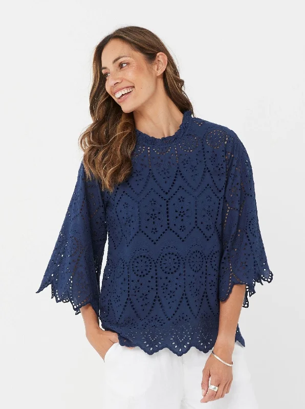 Evanna Top - Navy/Cotton