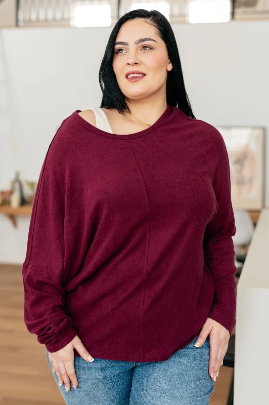 Drive Downtown Dolman Sleeve Top in Wine