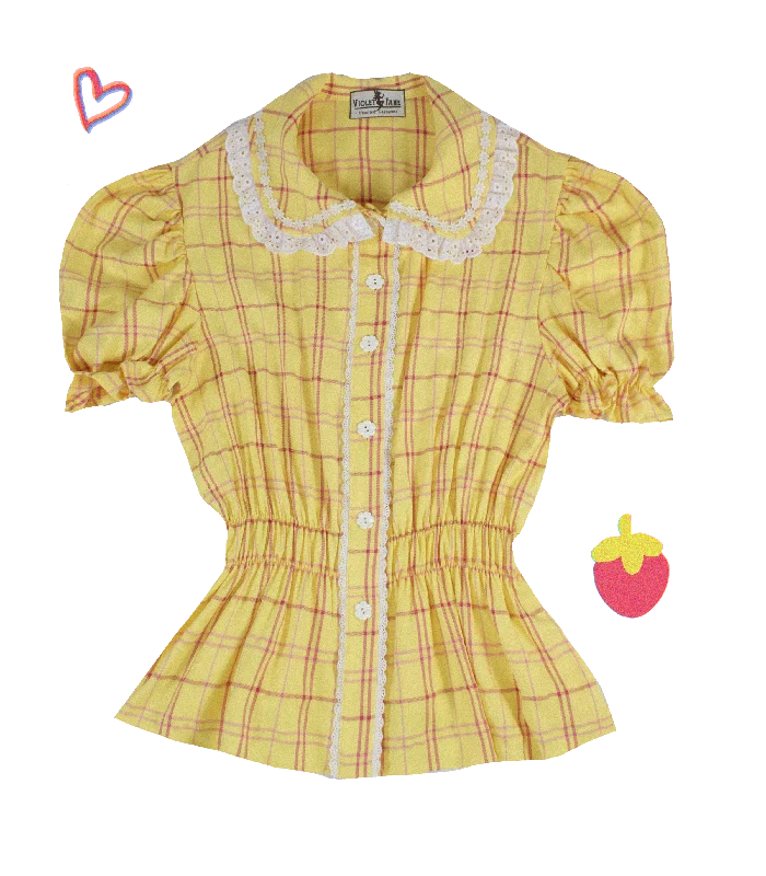 Blouse Happy Tartans Short Sleeve - Yellow