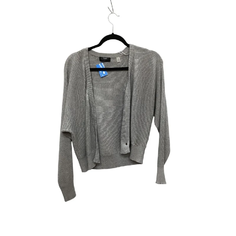 Sweater Cardigan By Tahari By Arthur Levine In Grey, Size: M