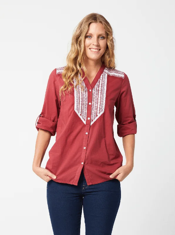 Women Top - Dark Red Kaja