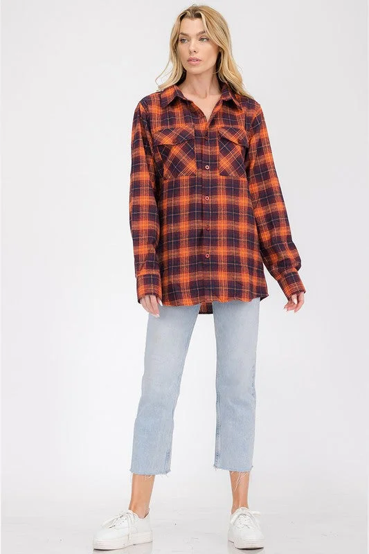 Weiv Boyfriend Oversize Plaid Flannel Long Sleeve