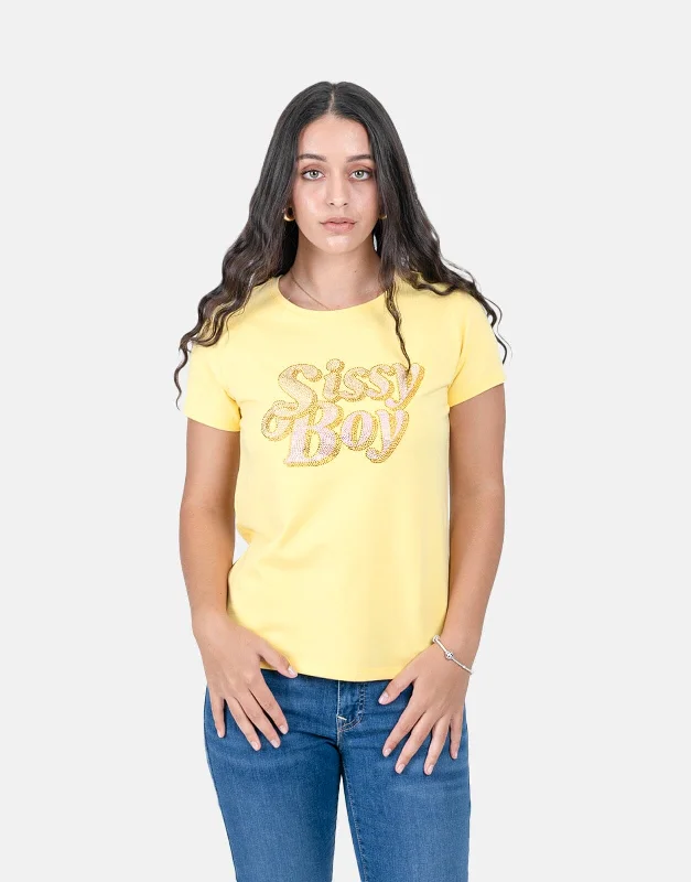 Sissy Boy Regular Fit Colourful Logo Top Lemon Drop