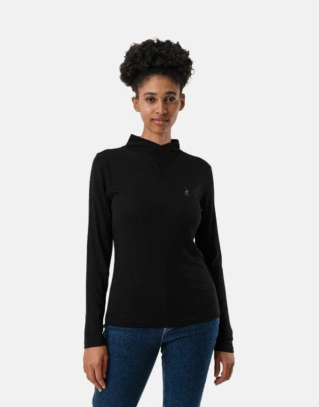 Polo Ava LS Second Skin Black Top