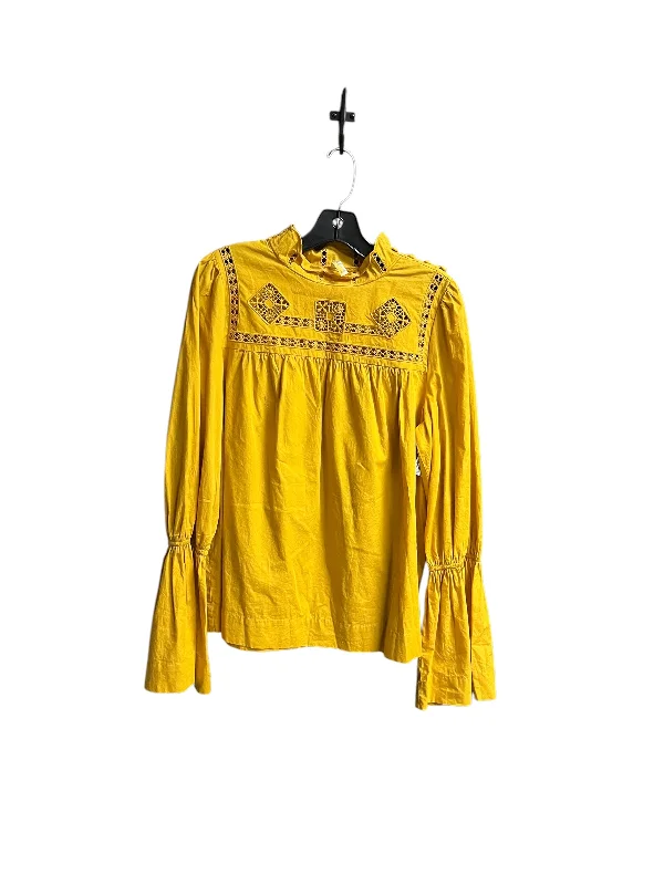 Top Long Sleeve By Free People In Yellow, Size: L