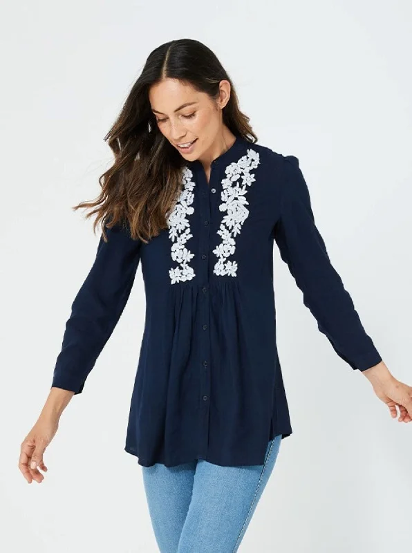 Woman Winter Top Navy Fashion Casual Top Gwyneth Top | Navy