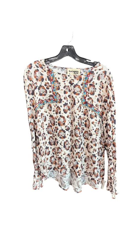 Top Long Sleeve By Savanna Jane In Animal Print, Size: L