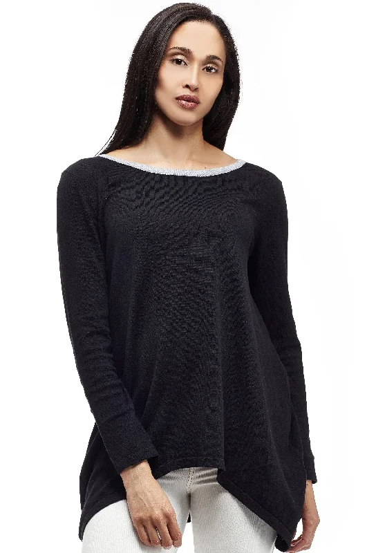 La Cera Rounded Neck Pullover Sweater Top