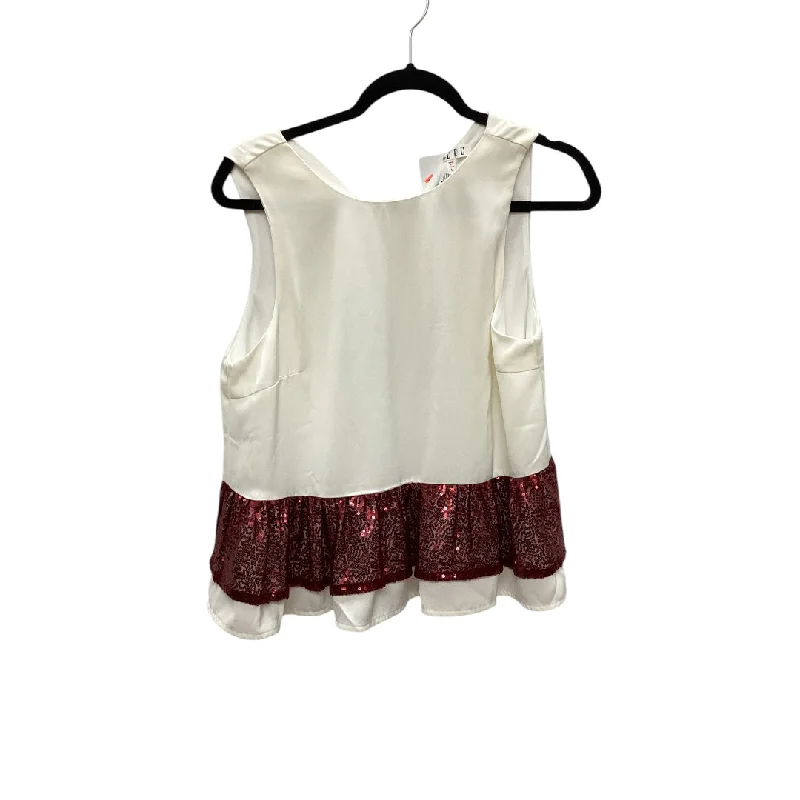 Top Sleeveless By Tcec In Cream & Red, Size: M