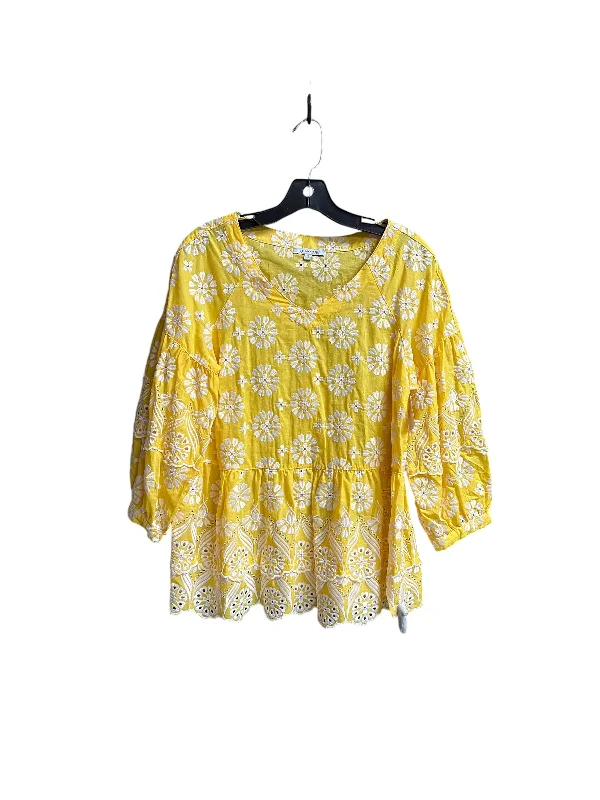 Top Long Sleeve By John Mark In Yellow, Size: S