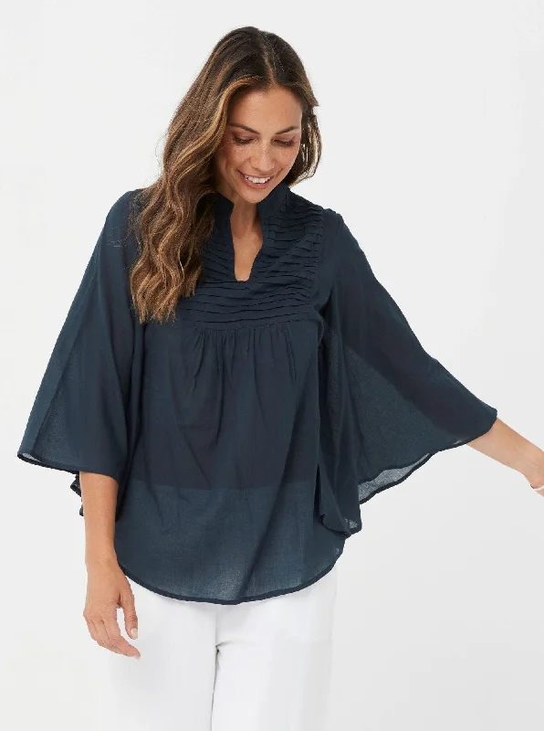 Edith Top - Navy/Cotton