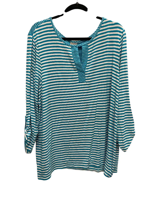 Top Long Sleeve By Chicos In Striped Pattern, Size: 4