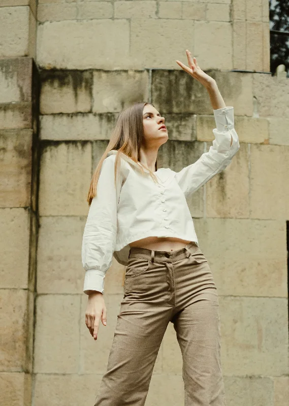 White Tunic Collar Top