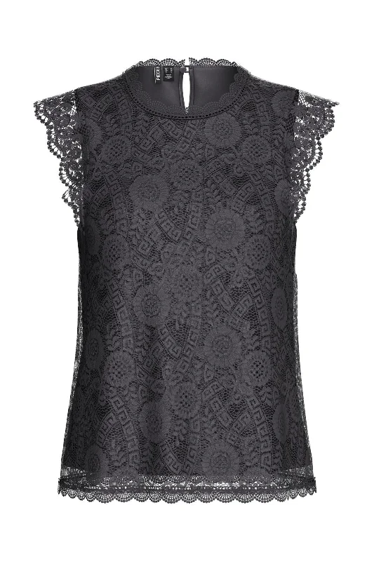 Pieces - Pcolline Sl Lace Top - 4562079 Magnet