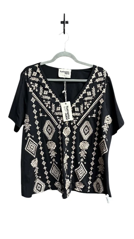 Top Short Sleeve By Savanna Jane In Black, Size: Xl