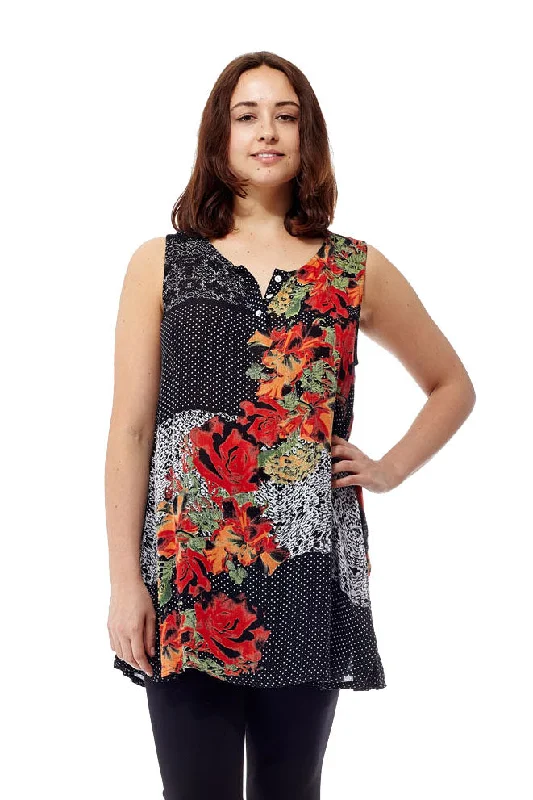 Printed Sleeveless A-Line Top