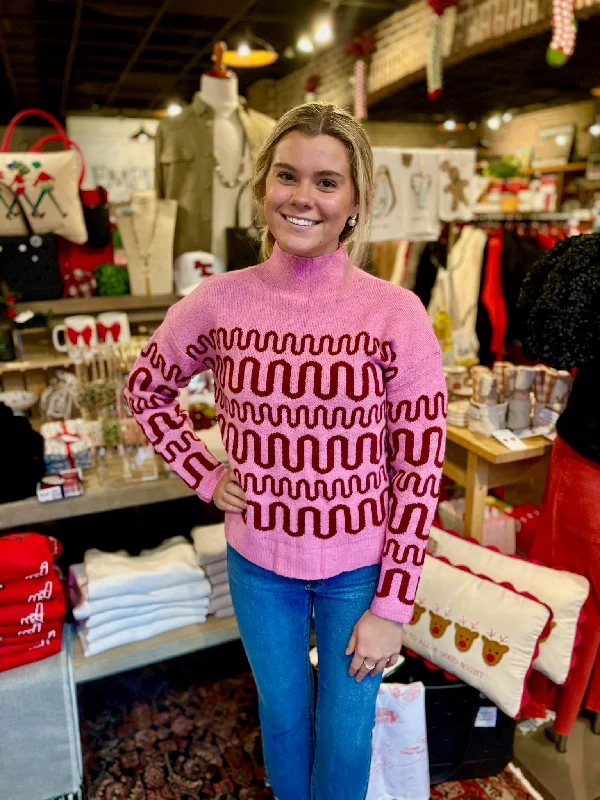 Pink Pattern Knit Sweater