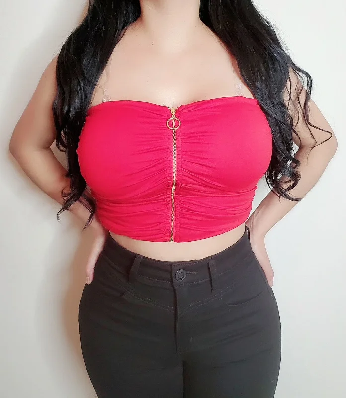 Red Zipper Tube Top