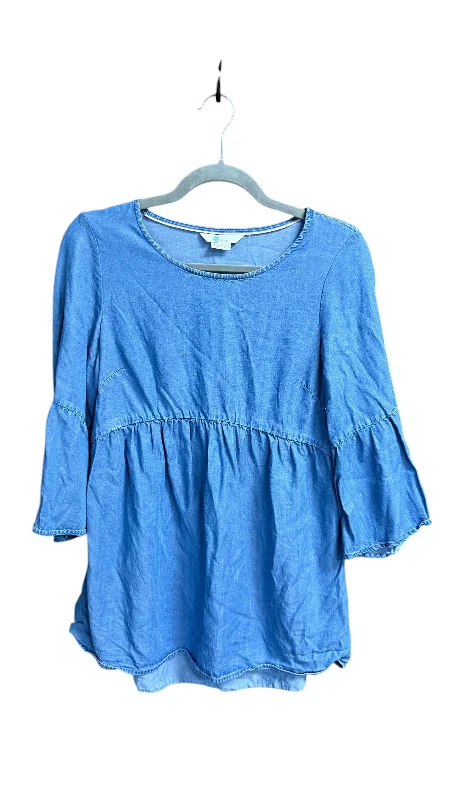 Top 3/4 Sleeve By Boden In Blue Denim, Size: S