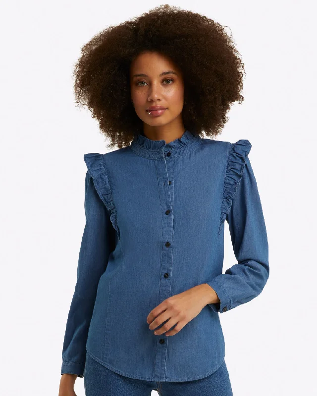 Connie Long Sleeve Top in Chambray