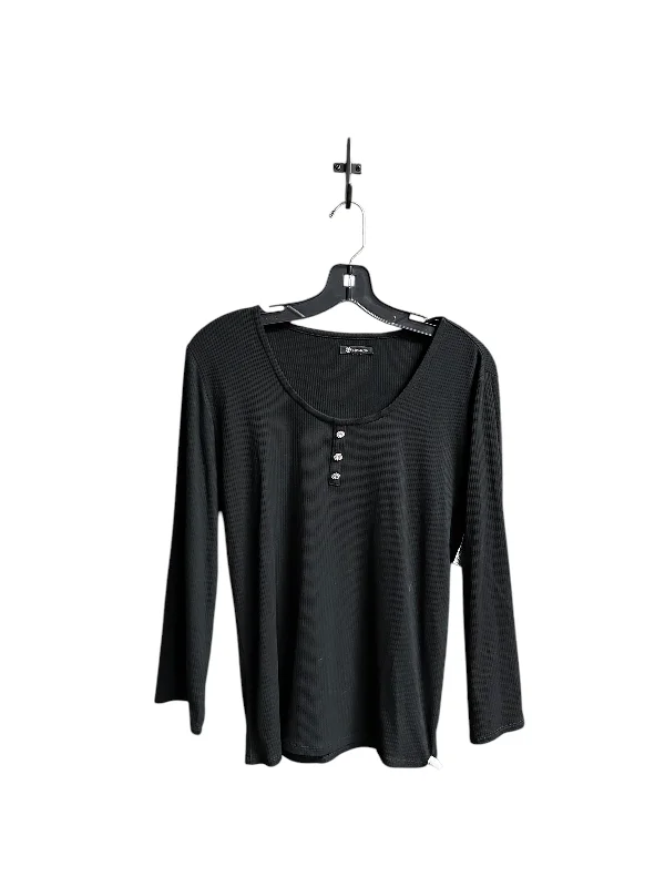 Top Long Sleeve By Versona In Black, Size: M