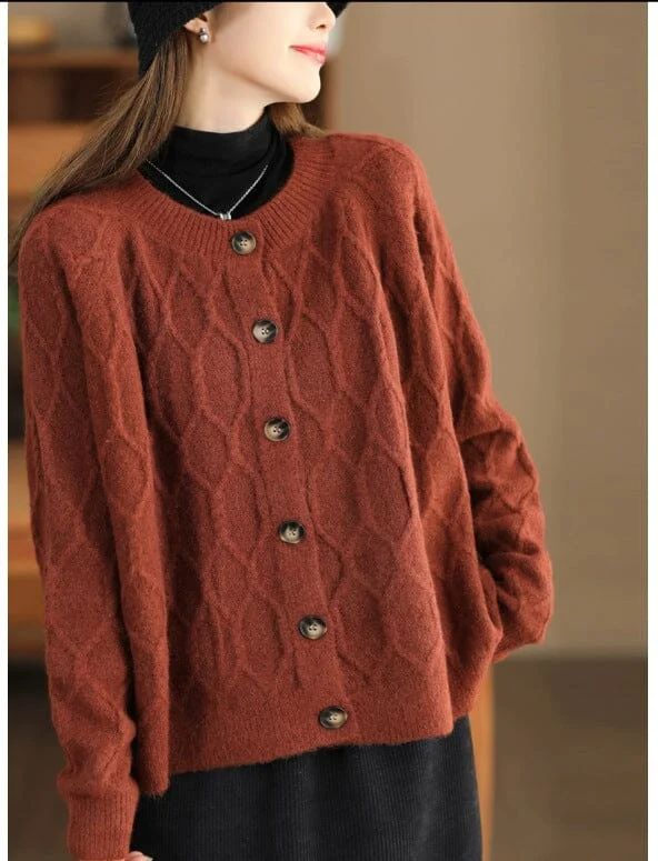 Women Autumn Winter Casual Loose Knitted Cardigan