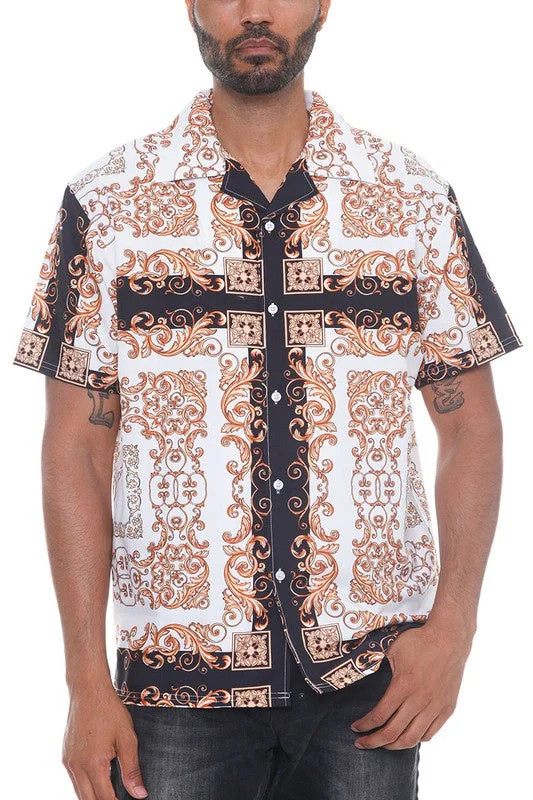 Weiv Mens Collared Print Button Down