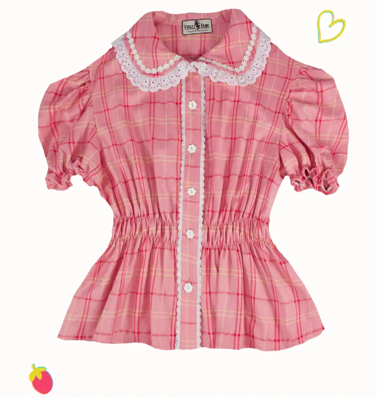 Blouse Happy Tartans Short Sleeve - Pink